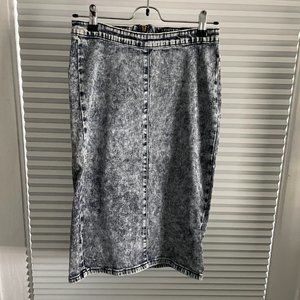 Acid Wash Denim Pencil Skirt